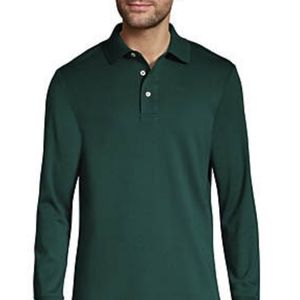 Land's End Traditional Fit Long Sleeve Polo Shirt. Size Med. Hunter Green